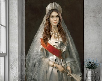 Retrato Real Personalizado, Estilo Renascentista, Presente Personalizado de Rainha Princesa