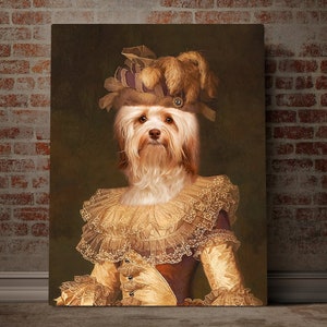 Royal Custom Pet Portrait, Crown Pet Portrait, Regal Renaissance Dog Portrait, Dog Loss, Pet Memorial Painting, Christmas Gift, Canvas Print