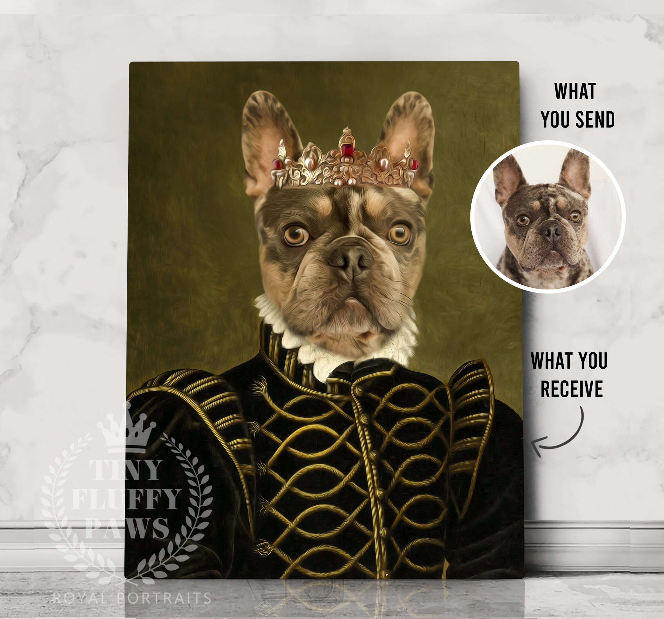 Custom Pet Portrait, Royal Pet Portrait, Father's day gift Gift Pet Regal, Dog Portrait, Pet Loss Gift, Dog Passed Away, King Queen Pet
