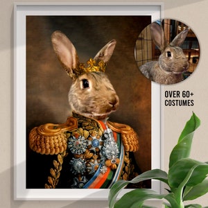 Custom Pet Portrait, Royal Pet Portrait, Father&#39;s day Gift Pet Regal, Dog Portrait, Pet Loss Gift, Last Minute Gift, King Queen Pet Cat Art