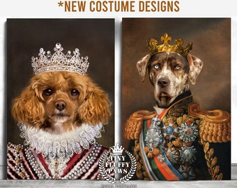 Custom Pet Portrait, Royal Pet Portrait, Valentine Gift Pet Regal, Dog Portrait, Pet Loss Gift, Last Minute Gift, King Queen Pet Cat Art