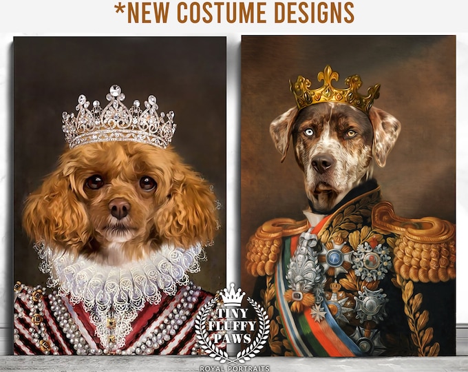 Custom Royal Pet Portrait, Regal Renaissance Pet Art