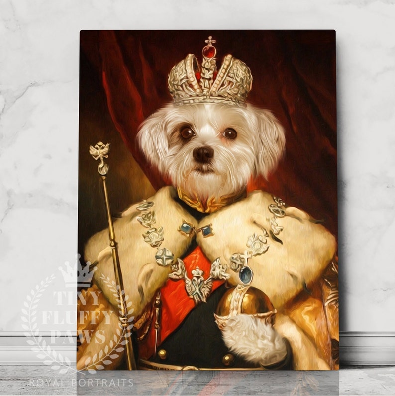 Custom Pet Portrait Royal Pet Portrait Christmas Pet Queen Etsy