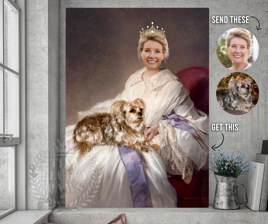 Custom Woman Royal Portrait, Dog Pet Portrait, Christmas Gift Mom Girl ...