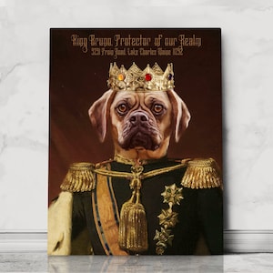 Renaissance Custom Pet Portrait, Royal Custom Pet Painting, Pet Gift Idea, Father&#39;s day  Gift, Portrait From Photo, Father&#39;s day Dog Loss