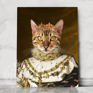 Custom Royal Pet Portrait, Royal Pet Portrait,Father&#39;s day Gift Pet Regal, Cat Portrait, Pet Loss Gift, Dog Passed Away, King Queen Pet