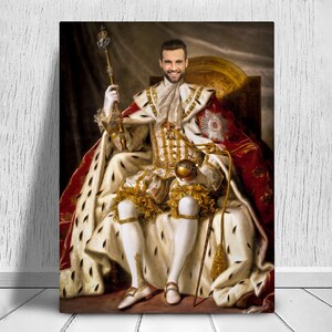Custom Human Portrait, Royal Man Portrait, Father's day Gift Dad Regal, General Portrait, King Portrait with crown, Boyfriend unique gift