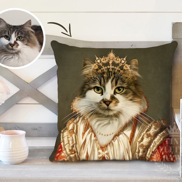 Custom Royal Pet Pillow portrait, Father's Day gift Personalized Pet, Christmas gift Pillow, Customized Dog Pillow, Pet on pillow