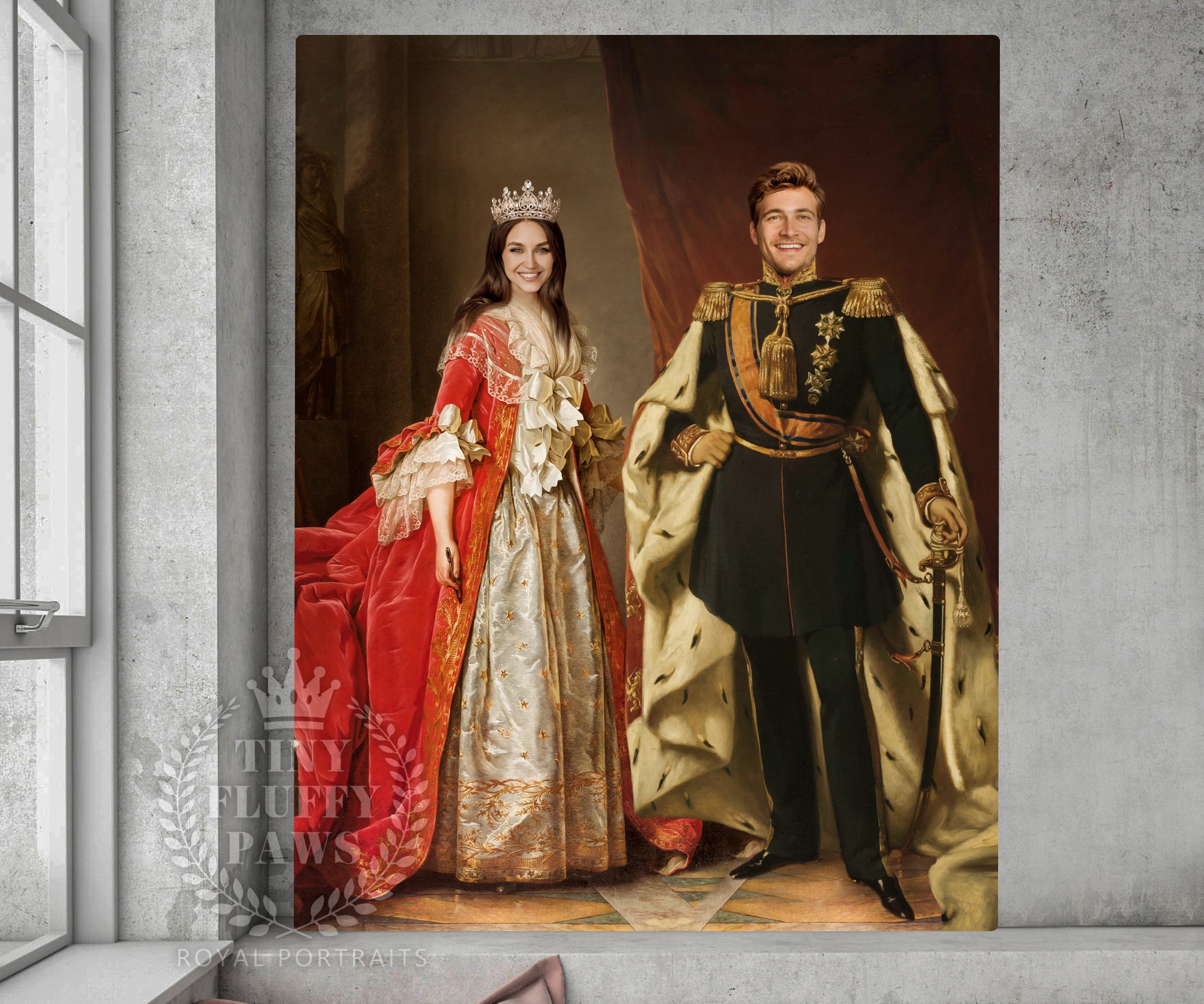 King and Queen Digital Portrait From Your Photo Personalized 