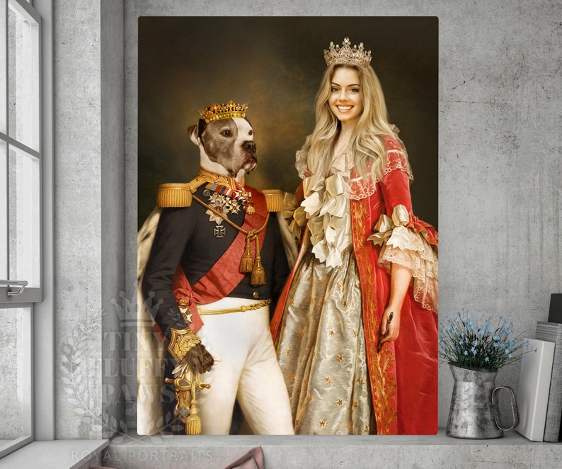 Custom Woman Royal Portrait, Dog Pet Portrait, Christmas Gift Mom Girl ...