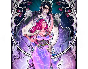 Print “Hades&Persephone” Gods and Goddesses. Art Nouveau. Fantasy Artist.
