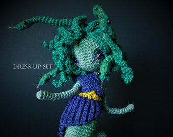 Medusa Sprite add on pattern DRESSupSET for Fantasy or Water Sprites. Toga, Curls, Snake hair.  English(USA)&Dutch FANTASYSPRITES