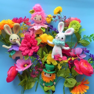 3pack TinySpringSprites, Leprachaun/FlowerSprite/Bunny TinySprite PDF Pattern English(USA),