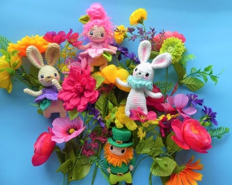 3pack TinySpringSprites, Leprachaun/FlowerSprite/Bunny TinySprite PDF Pattern English(USA),
