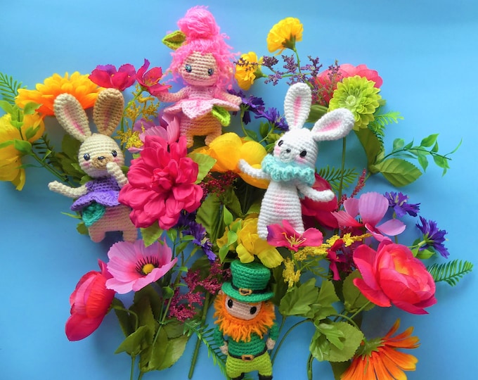 3pack TinySpringSprites, Leprachaun/FlowerSprite/Bunny TinySprite PDF Pattern English(USA),