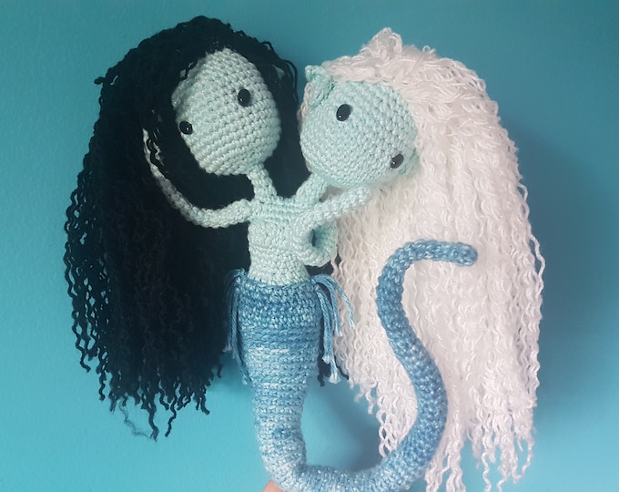 Crochet Pattern Water Sprite Elf/Doll English(USA) +Dutch bendable, Stands on her own, One or Two headed option. Lamia