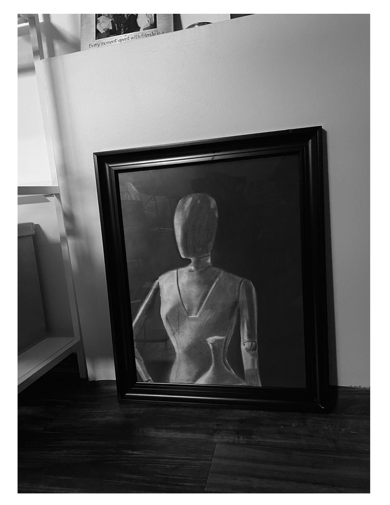 Charcoal Still Life Drawing Mannequin & Ceramic Vase Etsy