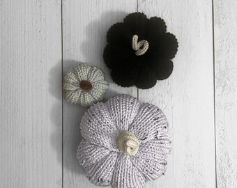 Calabazas de punto decorativas (3 piezas) / Decoración de otoño / Halloween, para decoración del hogar y la sala de estar, espacio de trabajo, etc.