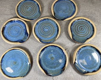 Reactive Blue handmade ceramic spoon rest with or without a swirl
