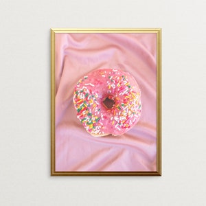 Donut Print, donut sprinkles, pink sprinkles, donut nursery, donut with sprinkles, doughnut art, food photography, doughnut decor
