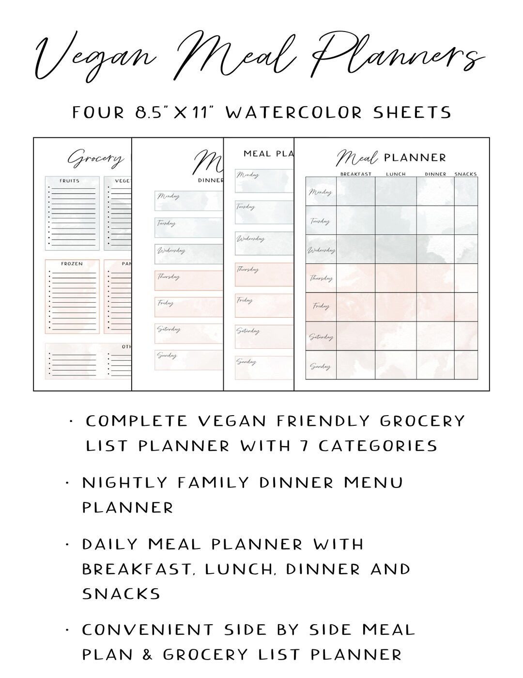 Vegan Planner, Vegan Diet, Meal Planner, Meal Planning, Weekly Meal Planner, Food Planner, Meal ...