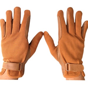 GENTS Guantes ecuestres para montar a caballo/ TAN / Guantes deportivos de cuero y algodón / Accesorios de cuero de primera calidad / Regalo de Navidad