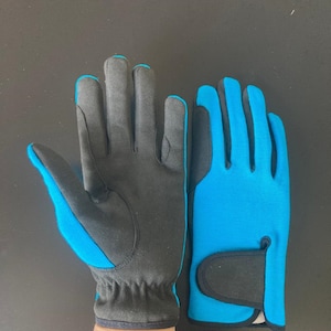 Guantes deportivos azules para exteriores para damas / Guantes para montar a caballo / Color neón/fluorescente / Accesorios de cuero de calidad / Regalo PERFECTO