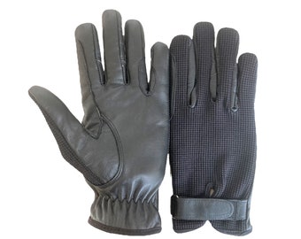 Ladies Leather Horse Riding Gloves | Black Equestrian Cotton Gloves