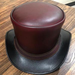 Leather Top Hat | Stylish and Elegant | Maroon Color | 100% Real Cowhide Leather | Handmade | Premium Quality Leather Accessories