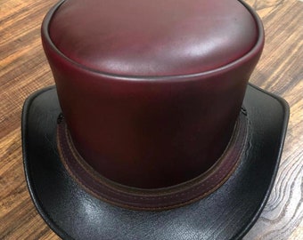 Leder Top Hut | Stilvolle und elegante | | 100% echtes Rindsleder | Handgemachte | Hochwertige Leder Accessoires