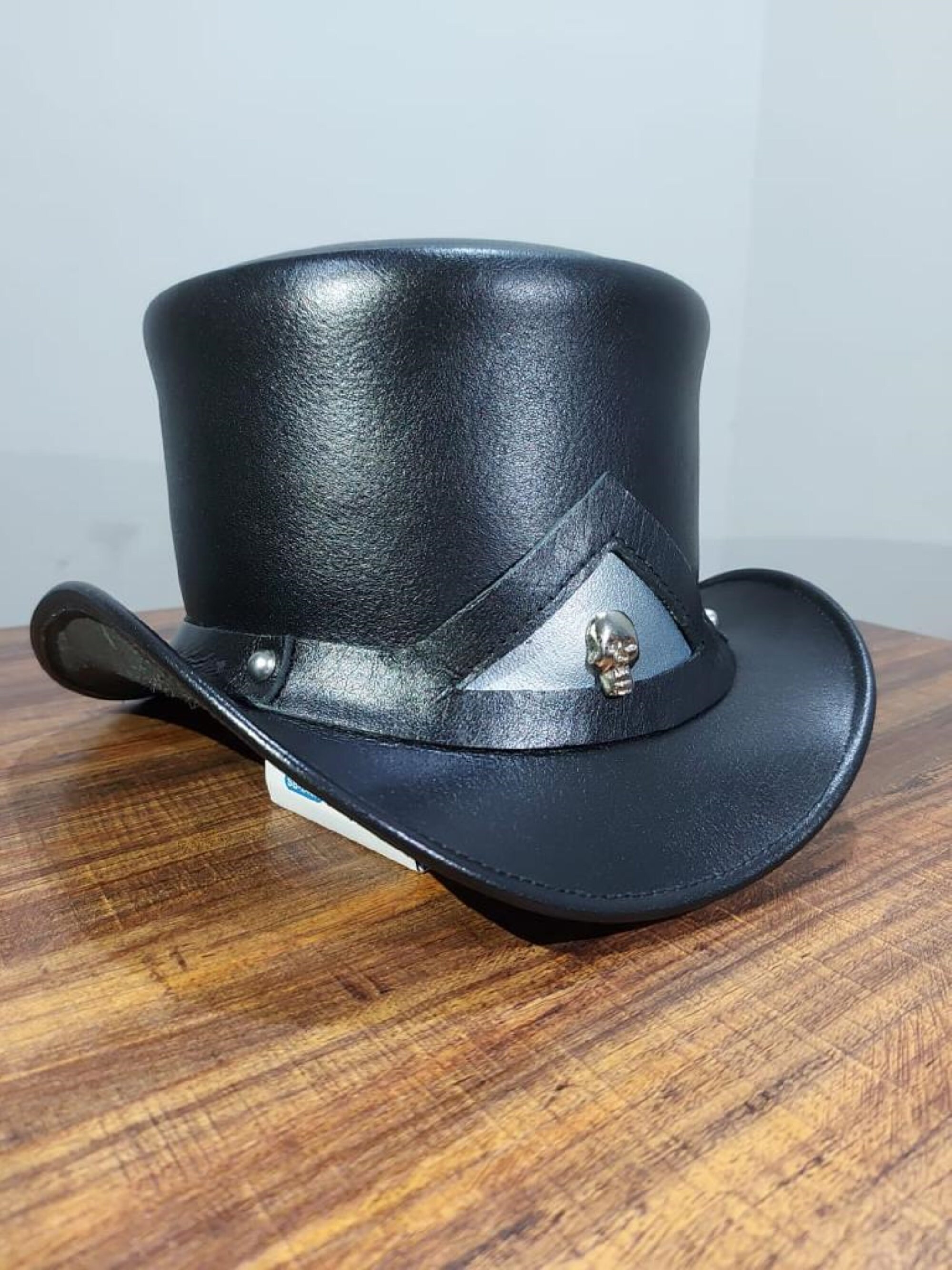 Evil Gothic Ghost Leather Top Hat 100% Genuine Cowhide Leather Black With Skull Band Handmade Quality Leather Accessories - Etsy UK Evil Gothic Ghost Leather Top Hat 100% Genuine Cowhide Leather Black With Skull Band Handmade Quality Leather Accessories - Etsy UK