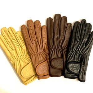 Elegantes guantes ecuestres para montar a caballo para SEÑORAS / 100% cuero de vaca genuino / negro, tostado, marrón oscuro y beige / accesorios de cuero regalo de Navidad