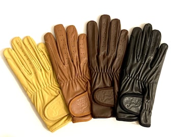 Stylish LADIES Equestrian Horse Riding Gloves| 100% Genuine CowhideLeather |Black,Tan,DarkBrown & Beige |Leather Accessories Christmas Gift