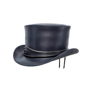 Leren Hoge Hoed | Curiosa Buitengewone | Stijlvolle en elegante | Handgemaakte | 100% Echte Rundleer | Nieuw met Tags