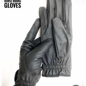 Guantes de cuero sintético GENTS / Guantes deportivos / Guantes de equitación / Color negro ecuestre / Accesorios de cuero / Regalo de Navidad