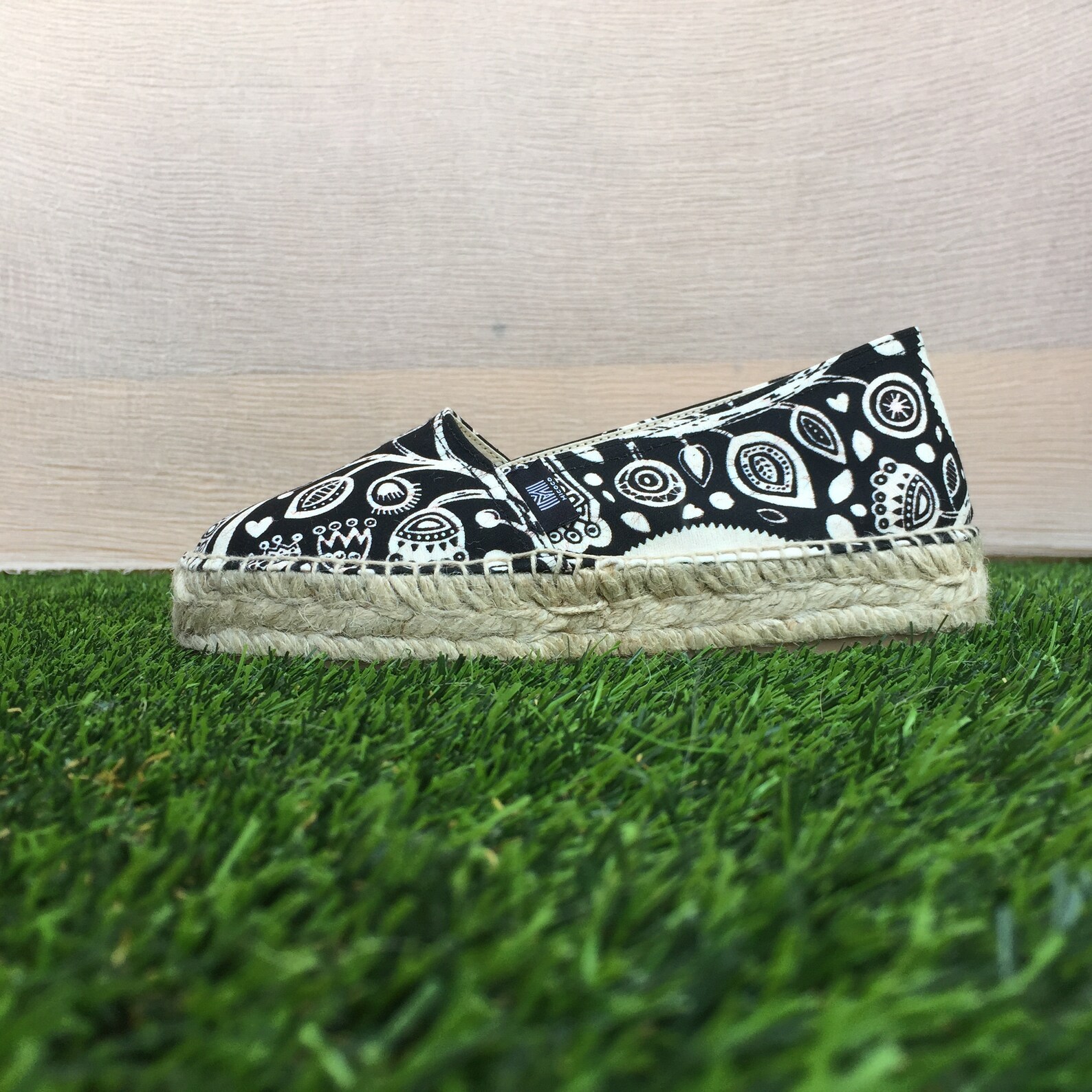 black and white espadrille flats