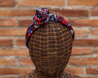 Wire Headband, Turban, Red Head band, Headtie, Head Tie, African fabric Headband, Bandana, hair accesory, floral hairband, ethnic turban