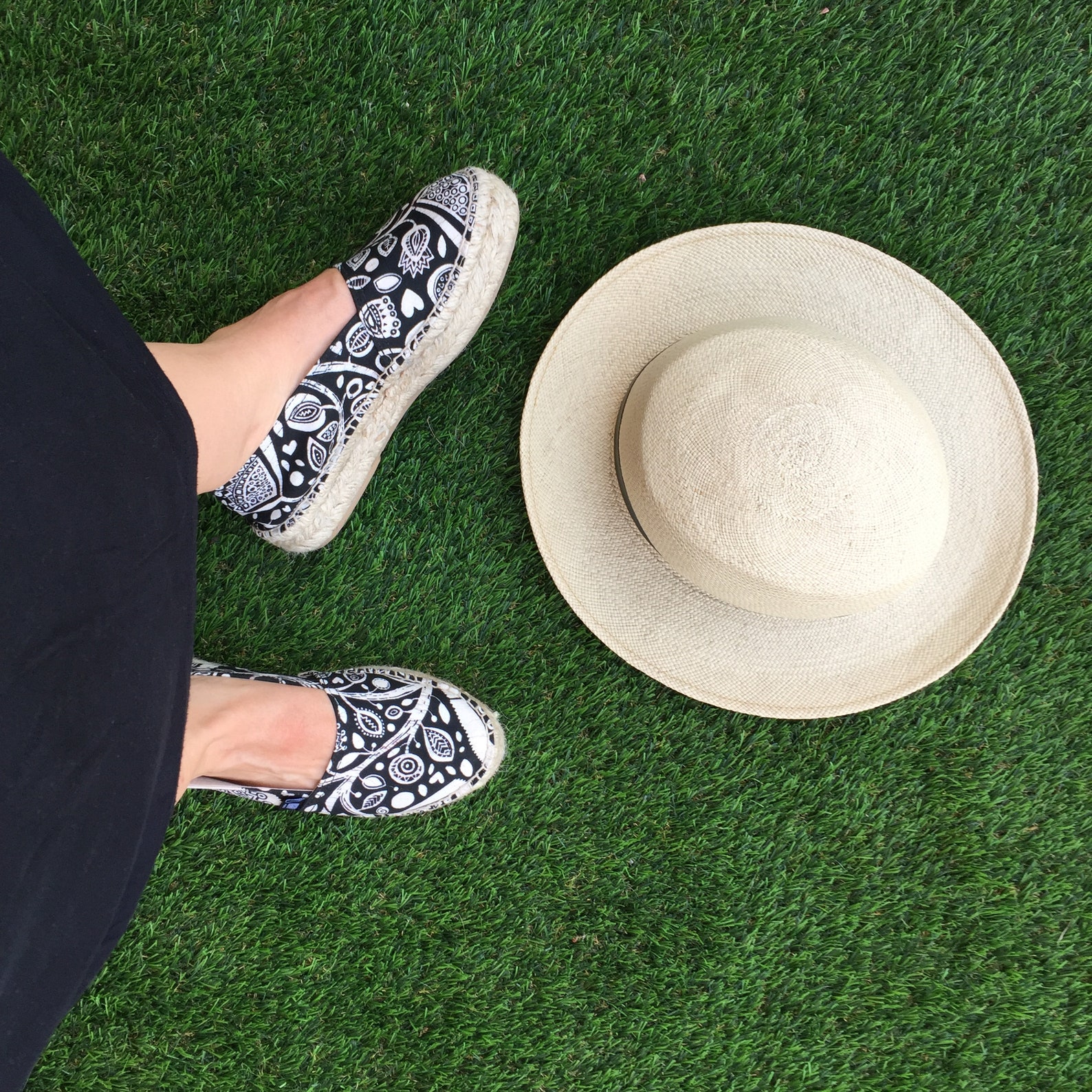black and white espadrille flats