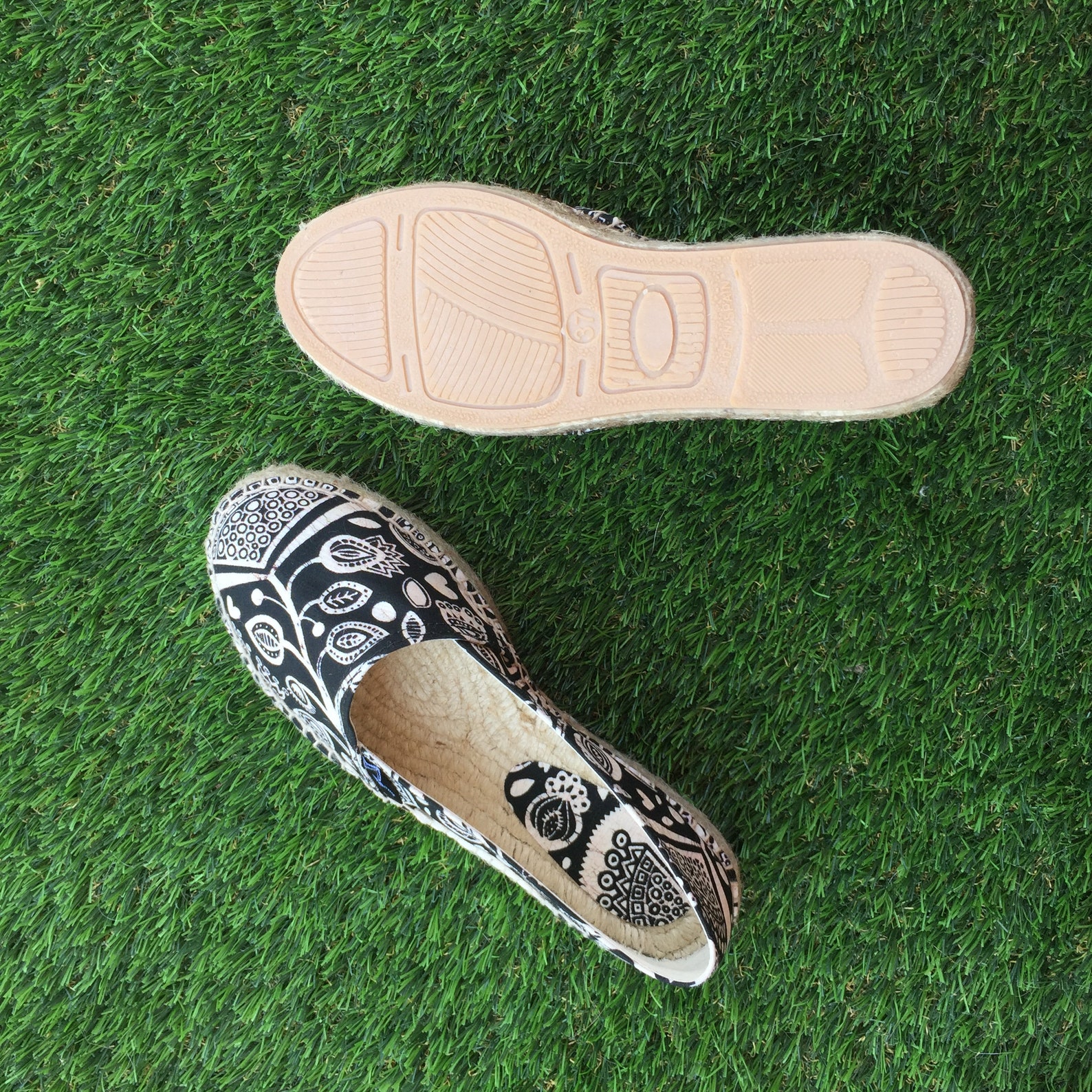 black and white espadrille flats
