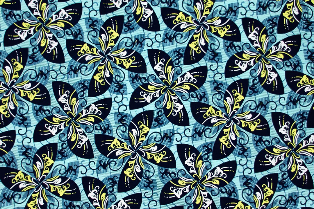 Indigo Lime Green Metallic Fabric for Dressmaker by 1 Yard, Blue Green