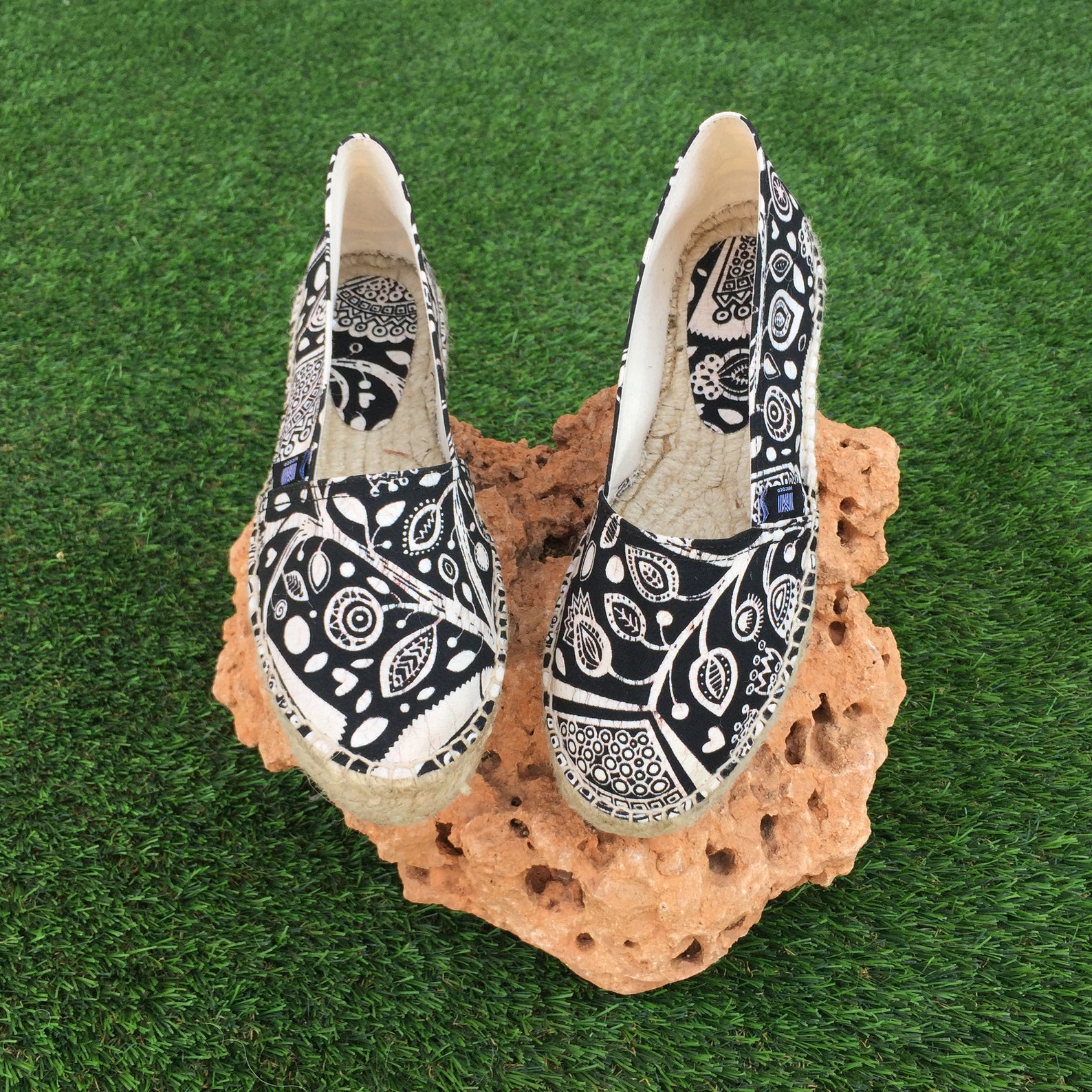 black and white espadrille flats