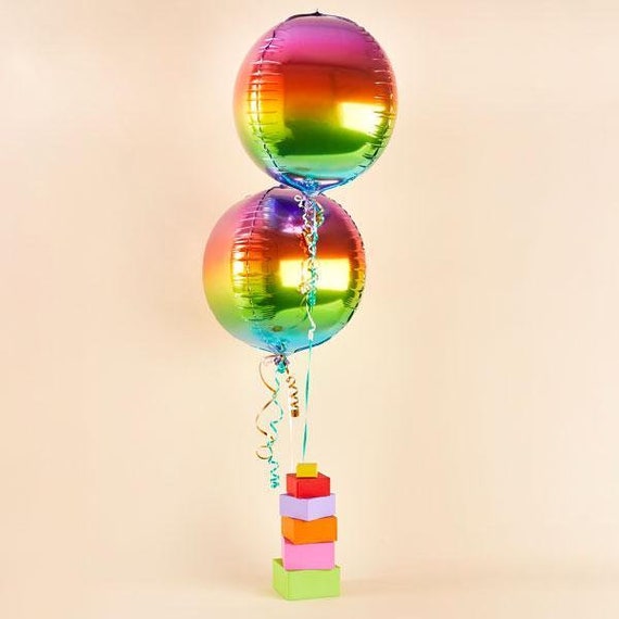 Rainbow Orb Balloons Pk 2 Etsy