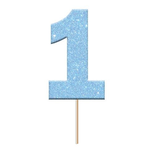 Blue Glitter Number 1 Cake Toppers 12 | Etsy