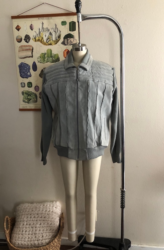 Vintage gray leather and sweater jacket size XL by