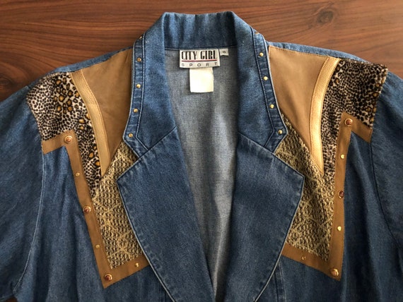 Vintage 80s/90s denim and animal print jacket by … - image 3