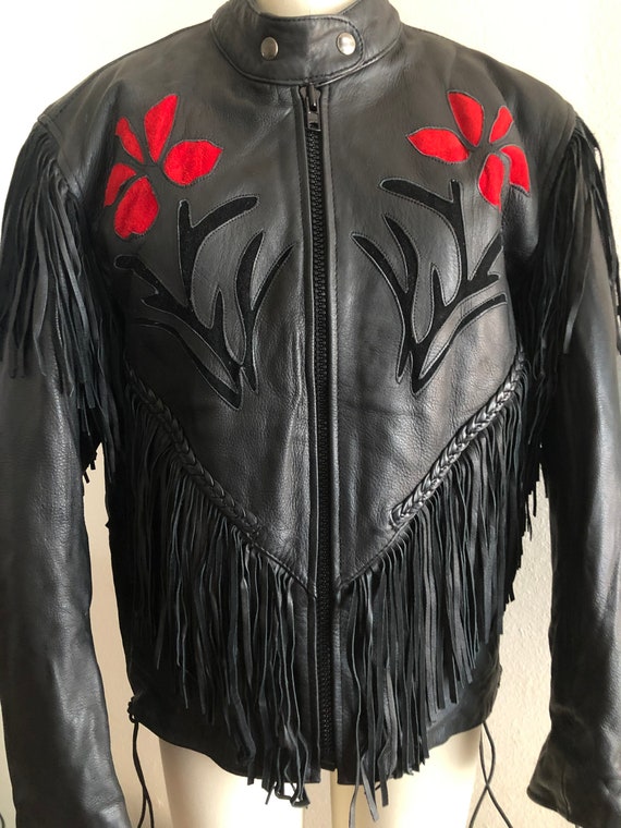 Beautiful Vintage 90s Unik Brand Leather With Fringe and Red - Etsy