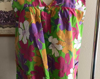 Vintage floral pearl snap sleeveless top women’s 1X by Moon Dance