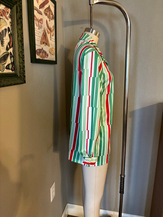 Vintage 1960s/1970s red green and white striped l… - image 3