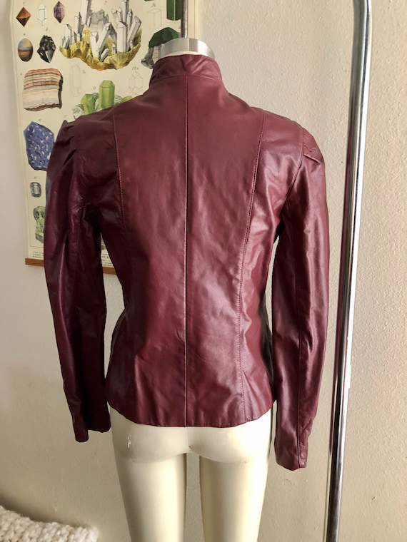 Vintage 80s red/maroon leather jacket women’s siz… - image 3