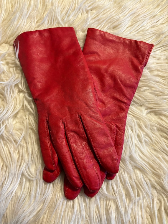 Vintage red leather driving gloves women’s size me